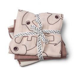 Burp cloth 3-pack GOTS Deer friends Powder