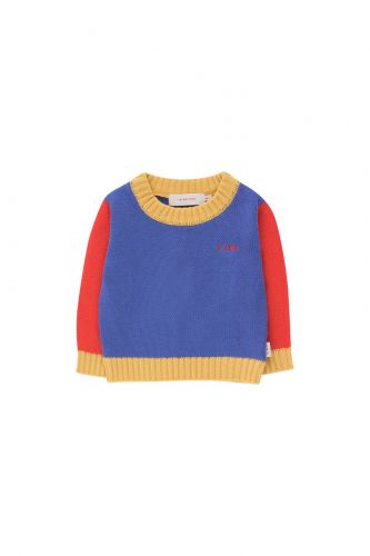 Tiny Color Block Baby Sweater Iris Blue