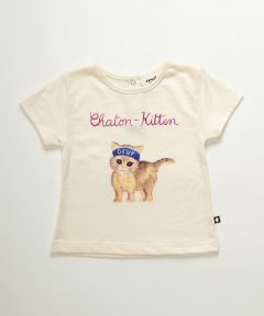 tee shirt - gardenia/chaton kitten print