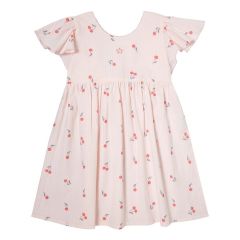 Short Cherries Print Dress Pink