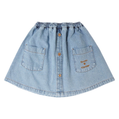 Blue Denim Skirt With Pockets Blue