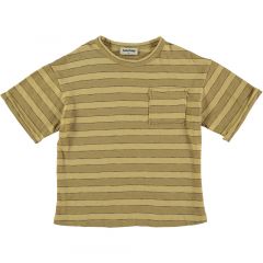 Tocoto Vintage Striped Printed "Tocoto Vintage 1976" T-Shirt Pocket Yellow