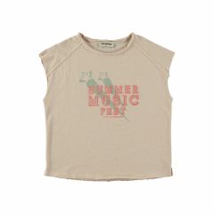 Tocoto Vintage Summer Music Fest Printed Sleeveless Unisex T-Shirt Beige
