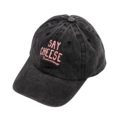 Say Cheese Embroidered Cap Dark Grey