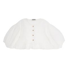 Kid Embroidered 3/4 Sleeve Blouse Off-White