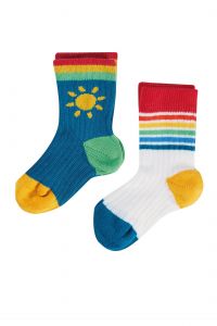 Rudy Rib Socks 2 Pack Soft White/Rainbow