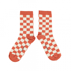 Piupiuchick Socks Ecru & Terracotta Checkered
