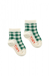 Check Quarter Socks light cream/pine green