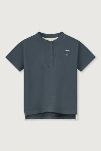 Gray Label Baby Shortsleeve Henley Tee Blue Grey