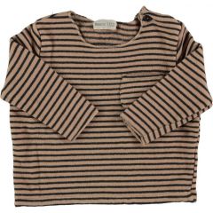Striped warm fleece sweater nude