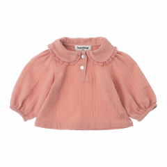 Baby Blouse Doble Fabric With Lace Pink